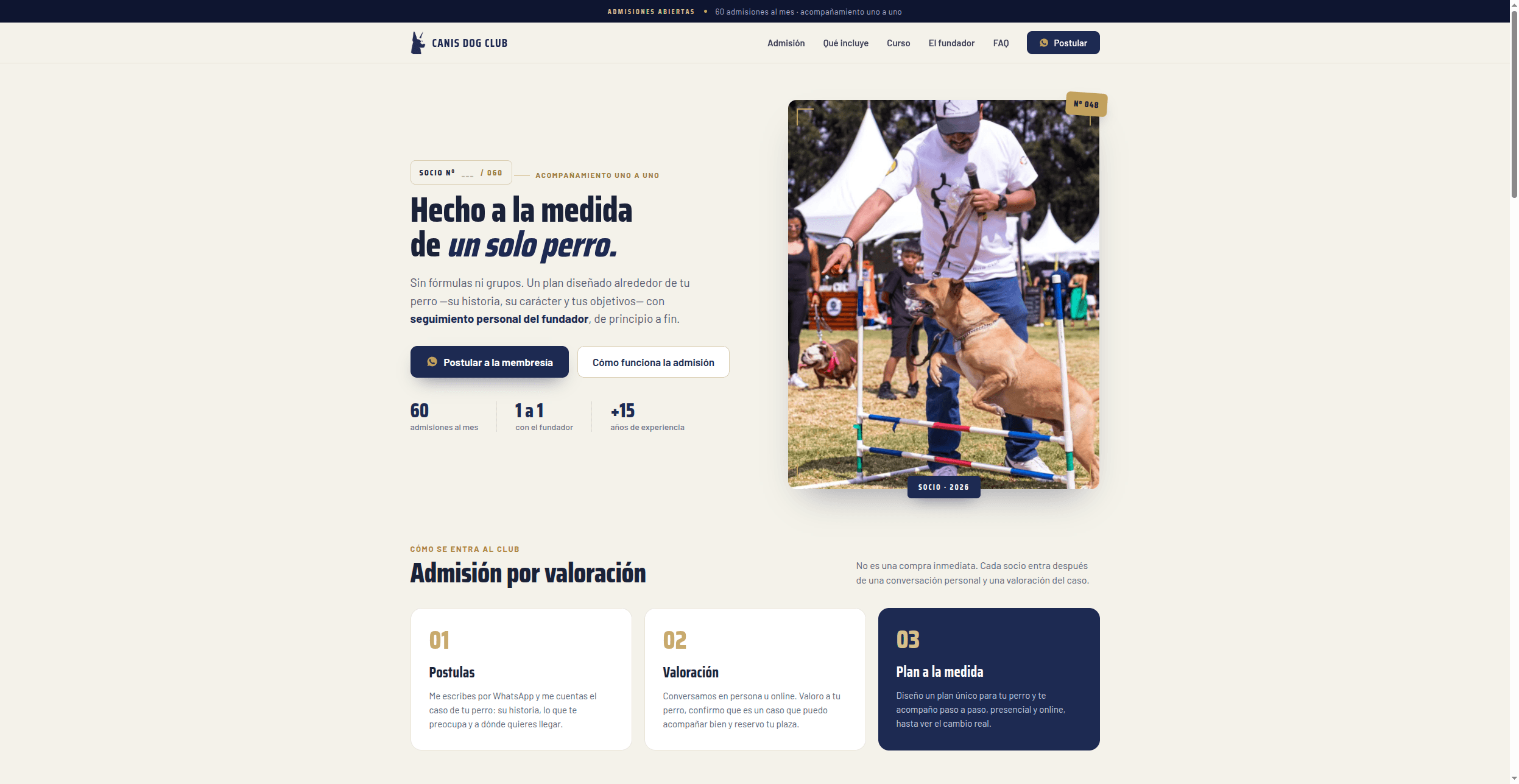 Sitio web entregado a Canis Dog Club